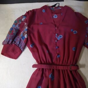 Vintage La Belle Fashions 60s 70s Floral Pattern Dress Cottage Core